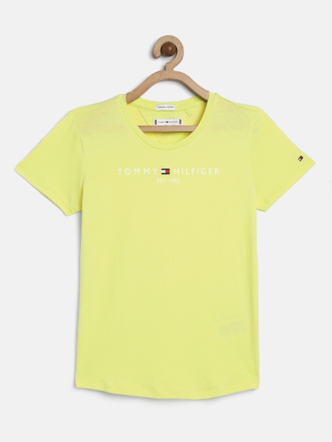 

Tommy Hilfiger Girls Yellow Printed Round Neck T-shirt