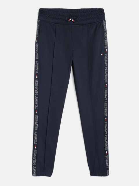 

Tommy Hilfiger Boys Navy Blue Solid Straight Fit Track Pants