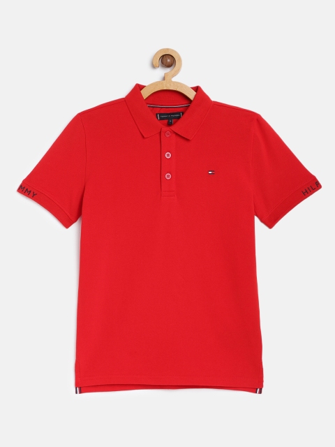 

Tommy Hilfiger Boys Red Solid Polo Collar T-shirt