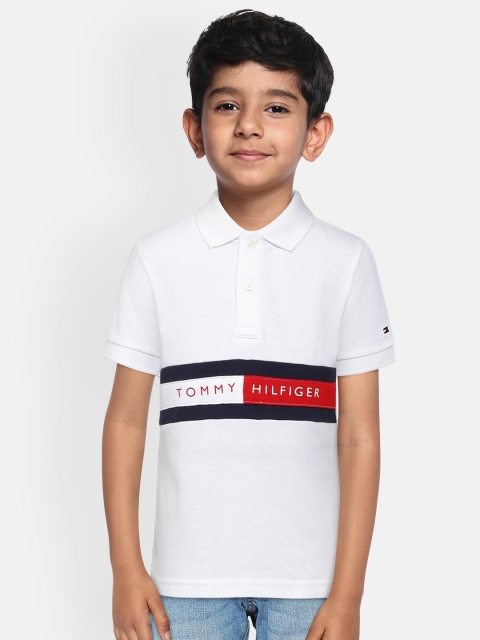 

Tommy Hilfiger Boys White Solid Polo Collar Pure Cotton T-shirt