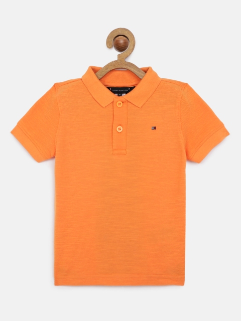 

Tommy Hilfiger Boys Orange Solid Polo Collar Cotton T-shirt