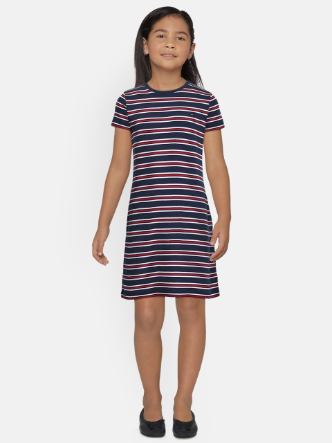 

Tommy Hilfiger Girls Navy Blue & Red Striped A-Line Dress