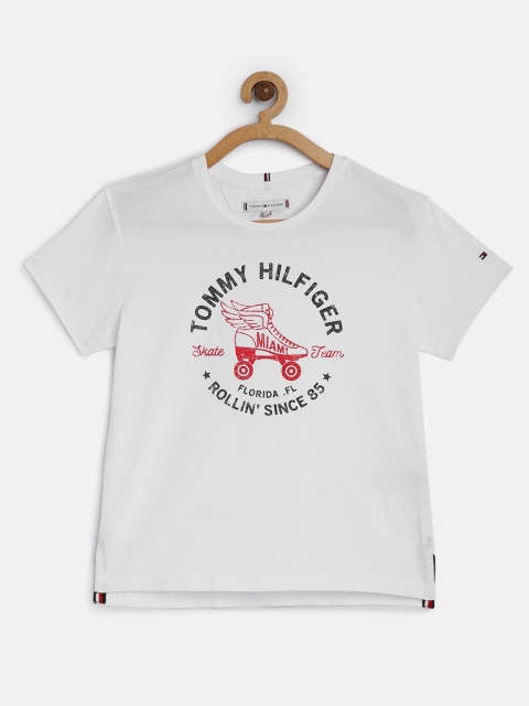 

Tommy Hilfiger Girls White Printed Round Neck T-shirt