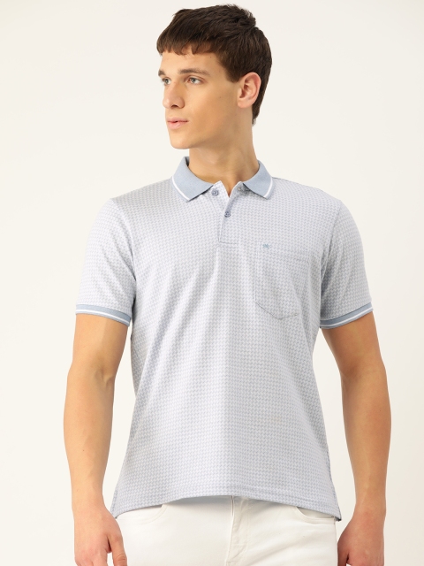 

Monte Carlo Men Blue & White Printed Polo Collar T-shirt