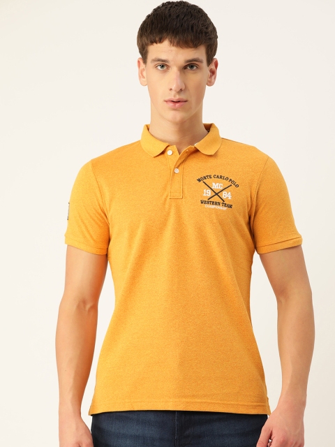 

Monte Carlo Men Mustard Yellow Solid Polo Collar T-shirt