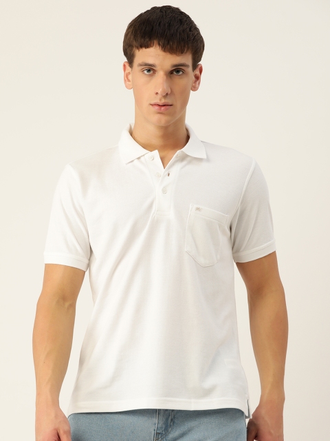 

Monte Carlo Men White Solid Polo Collar T-shirt