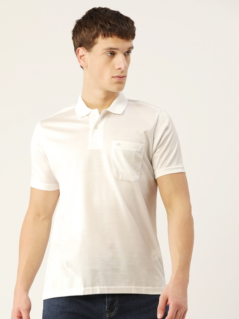 

Monte Carlo Men White Double Mercerised Cotton Solid Polo Collar T-shirt