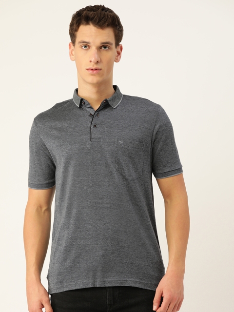 

Monte Carlo Men Charcoal Grey Double Mercerised Solid Polo Collar Pure Cotton T-shirt