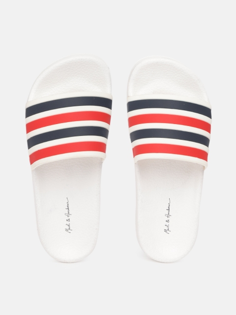 

Mast & Harbour Women Red & White Striped Sliders