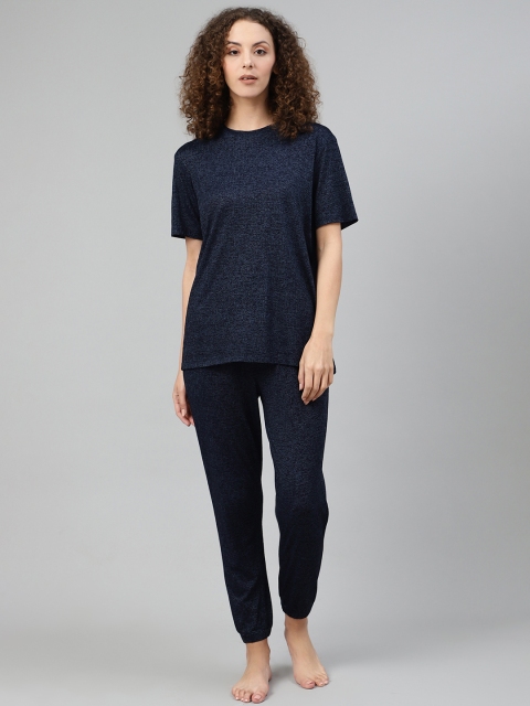 

Femella Women Navy Blue Solid Night suit