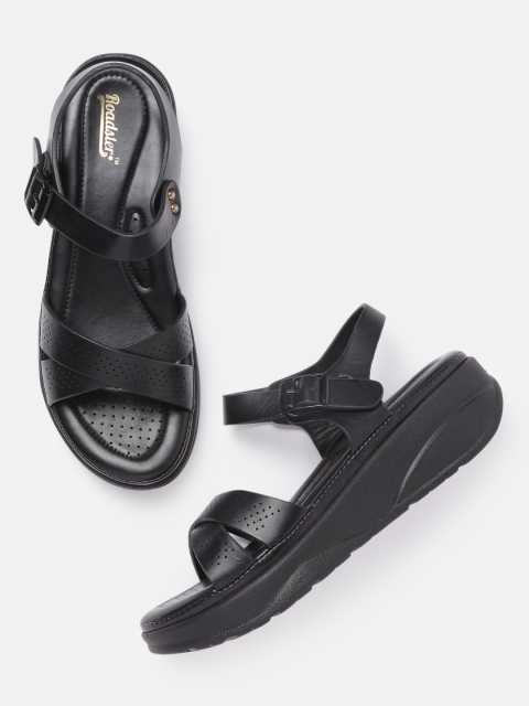 

The Roadster Lifestyle Co Women Black Perforated Comfort Heels
