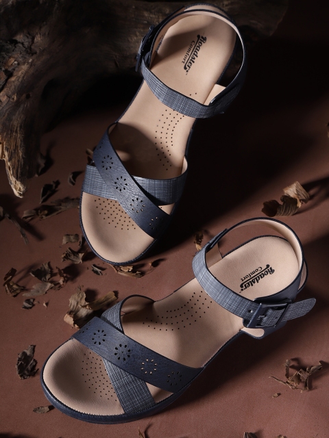 

The Roadster Lifestyle Co Women Navy Blue Laser Cut Wedges