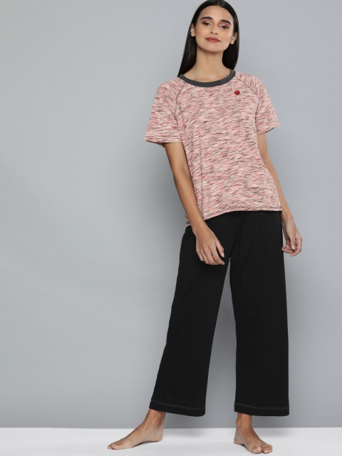 

Chemistry Women Pink & Black Printed Night suit