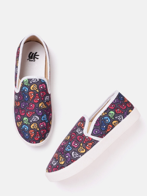 

Yk Kids Multicoloured Skull Print Slip-On Sneakers, Multi
