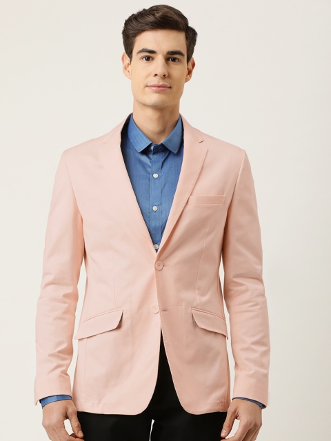 

Peter England Men Peach-Coloured Solid Neo Slim Fit Single-Breasted Smart Casual Blazer