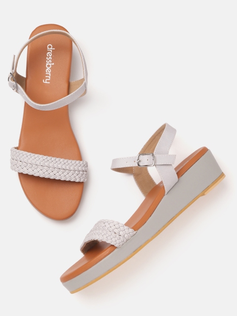 

DressBerry Grey Braided Wedges