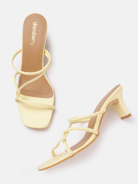

DressBerry Women Yellow Solid Strappy Heels