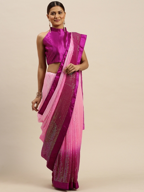 

Saree mall Pink Embellished Pure Georgette Saree