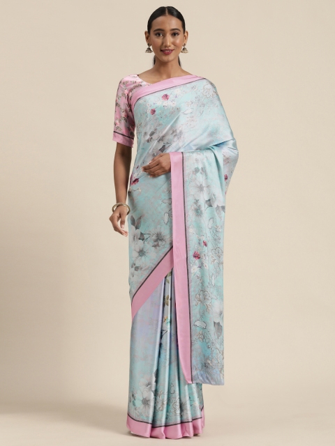

Saree mall Blue Printed Satin Saree