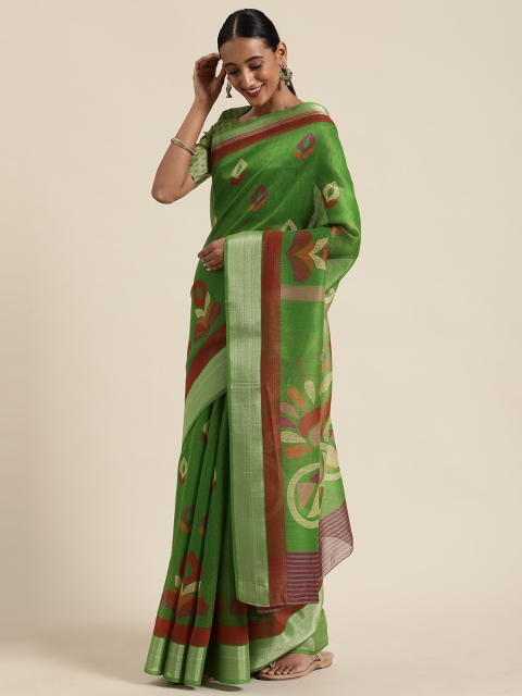 

Saree mall Green & Maroon Printed Bandhani Saree