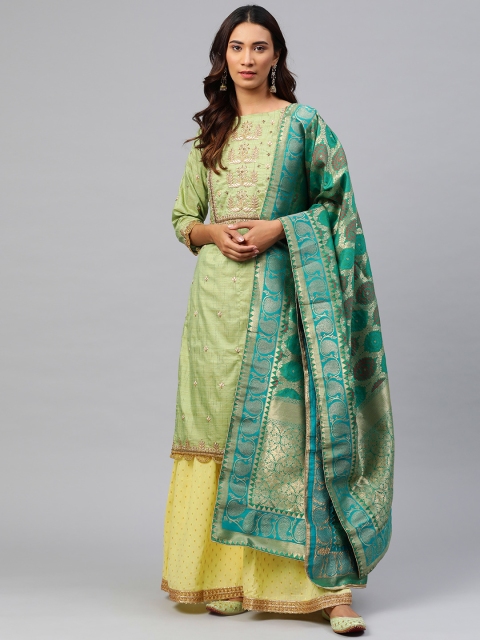 

Readiprint Fashions Green & Yellow Embellished Unstitched Dress Material