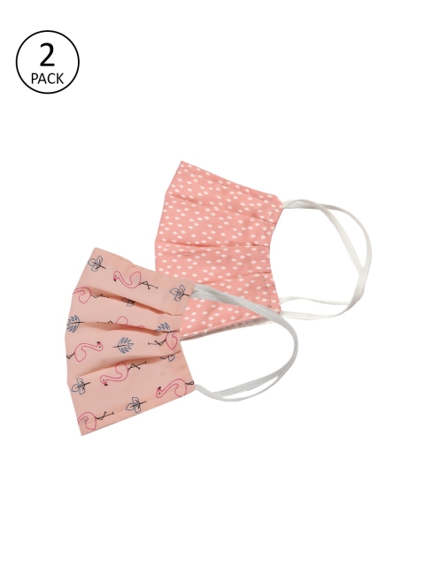 

Bellofox Unisex Pack of 2 Pink Printed 3Ply Reusable Protective Outdoor Face Masks