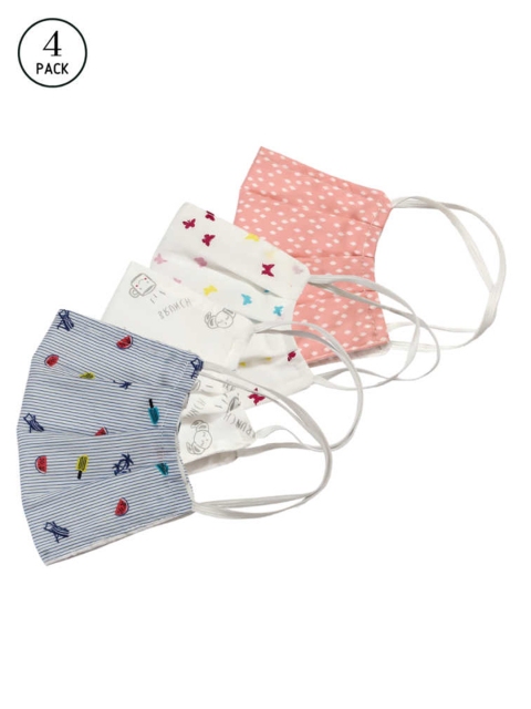 

Bellofox Unisex Pack Of 4 Printed 3-Ply Reusable Protective Outdoor Masks, Peach