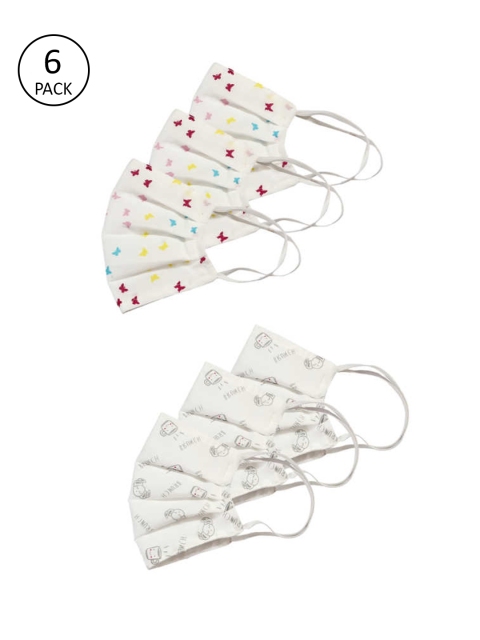 

Bellofox Unisex Pack Of 6 White Printed 3-Ply Protective Outdoor Masks