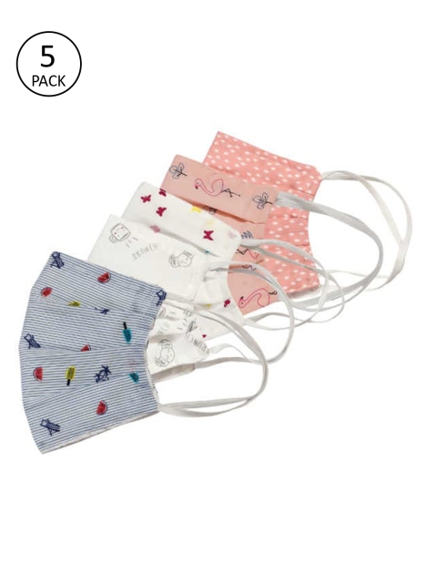 

Bellofox Unisex Pack Of 5 Printed 3-Ply Protective Outdoor Face Masks, Peach