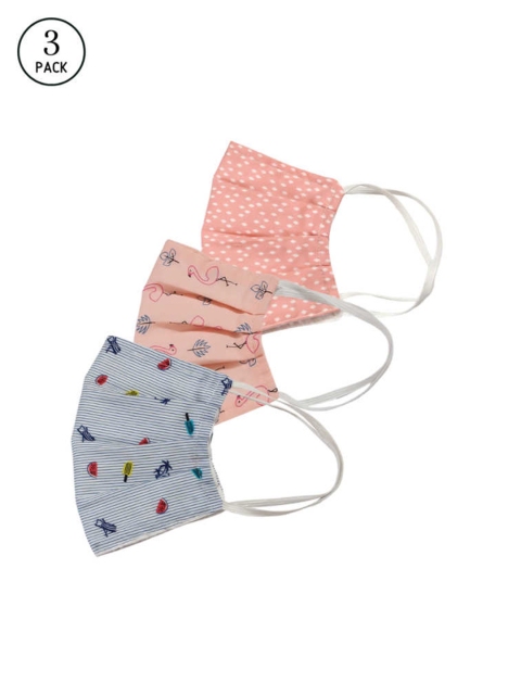 

Bellofox Unisex Pack Of 3 Printed 3Ply Reusable Protective Outdoor Face Masks, Peach