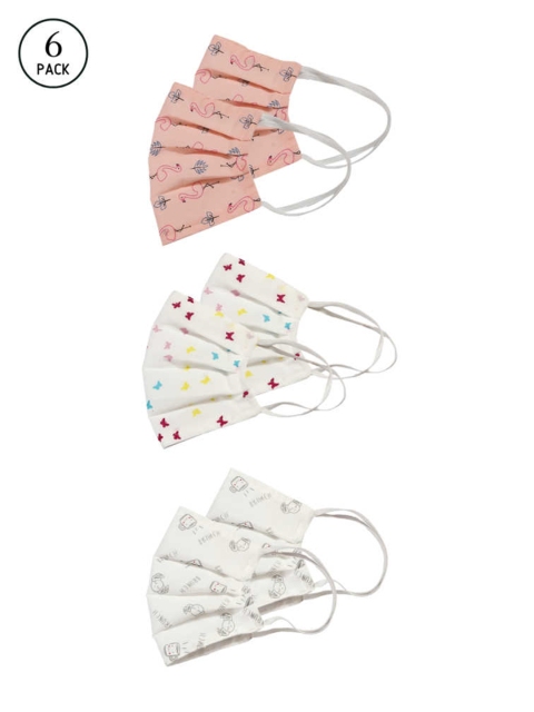 

Bellofox Unisex Pack Of 6 Printed 3-Ply Reusable Protective Outdoor Masks, Peach