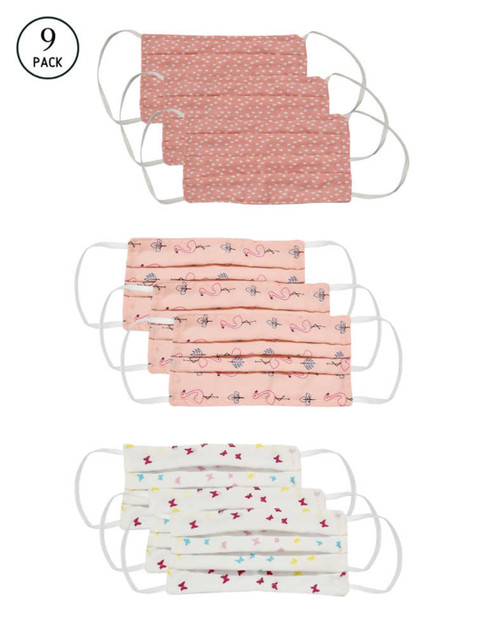 

Bellofox Unisex Pack Of 9 Printed 3-Ply Reusable Protective Outdoor Masks, Peach