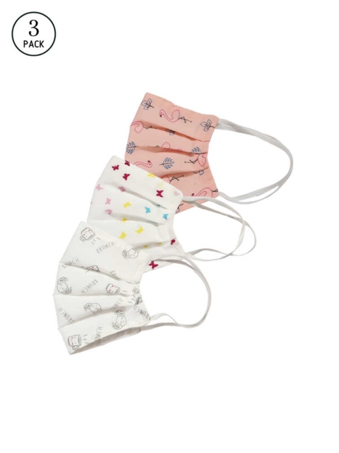 

Bellofox Unisex Pack Of 3 Printed 3-Ply Reusable Protective Outdoor Masks, Peach