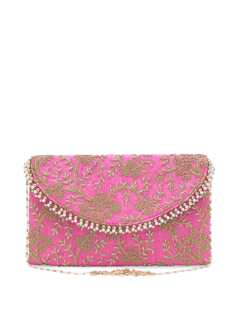 

Golden Peacock Pink Embellished Clutch