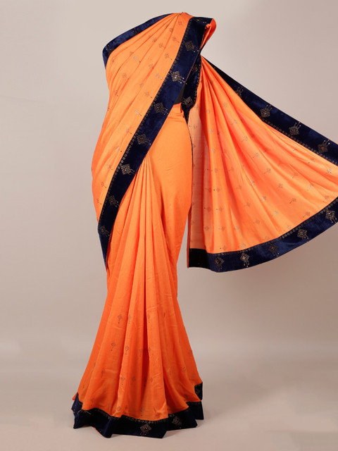 

Pothys Orange Solid Jute Silk Saree