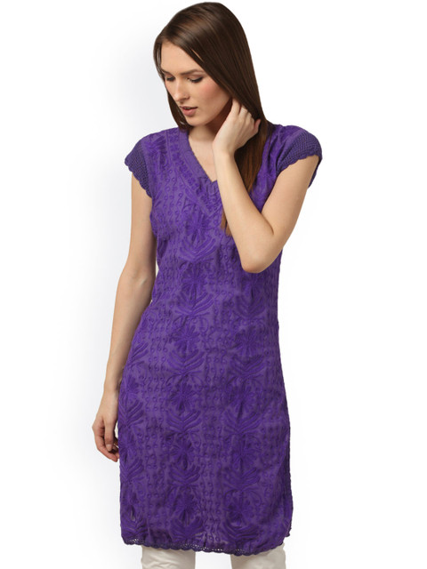 

Saadgi Purple Chikankari Embroidered Kurta