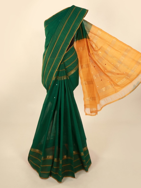 

Pothys Green Striped Cotton Saree