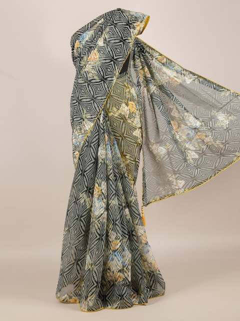

Pothys Navy Blue & Grey Jute Silk Printed Saree