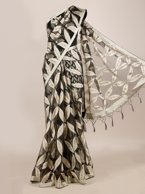 

Pothys Black Woven Design Jute Silk Saree