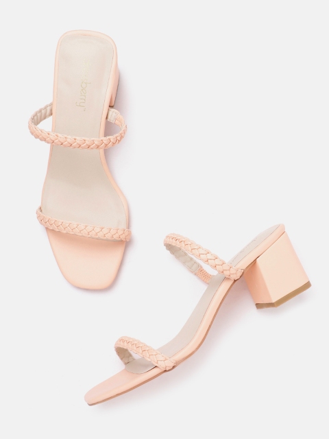 

DressBerry Women Peach-Coloured Braided Block Heels