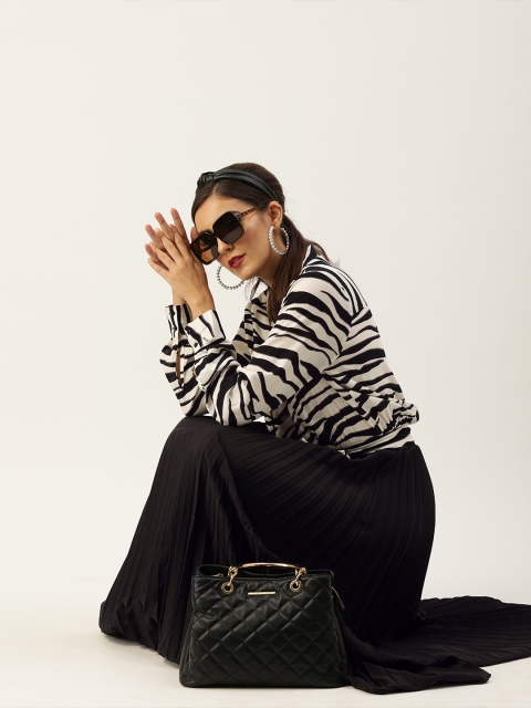 

QUIERO Women Black & White Animal Printed Maxi Dress