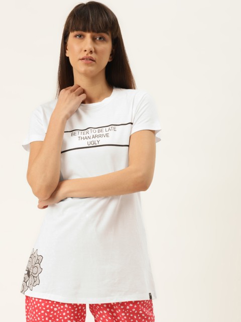 

Sweet Dreams Women White & Black Printed Lounge T-Shirt
