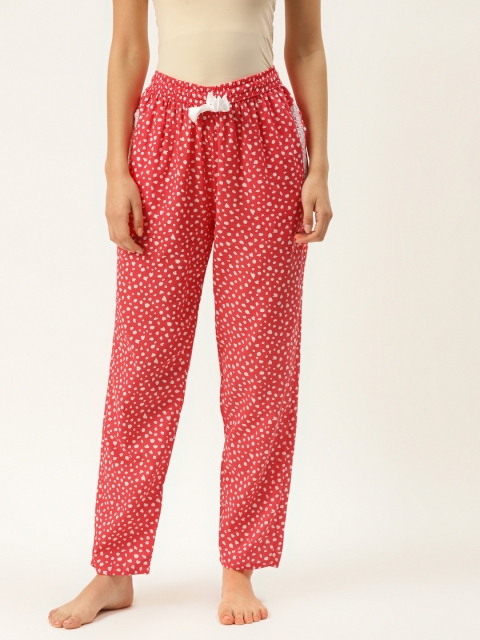 

Sweet Dreams Women Red & White Pure Cotton Abstract Printed Lounge Pants