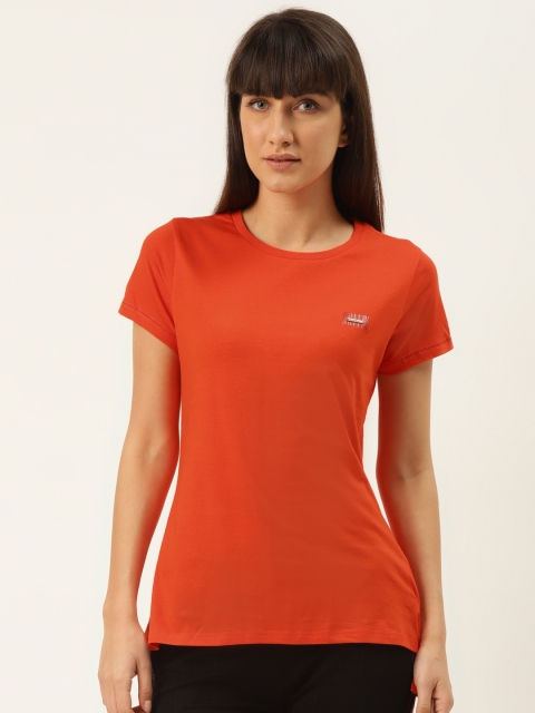 

Sweet Dreams Women Orange Solid Cotton Lounge T-shirt, Red