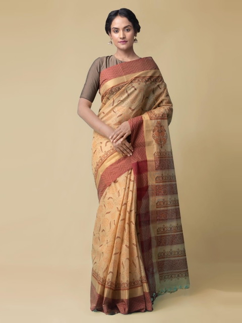 

Unnati Silks Brown Pure Cotton Printed Mangalagiri Saree