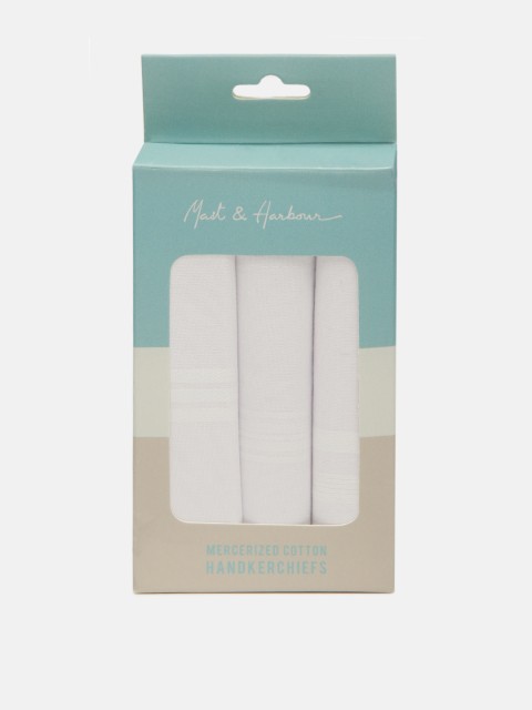 

Mast & Harbour Men White Pack of 3 Handkerchief Accessory Gift Set
