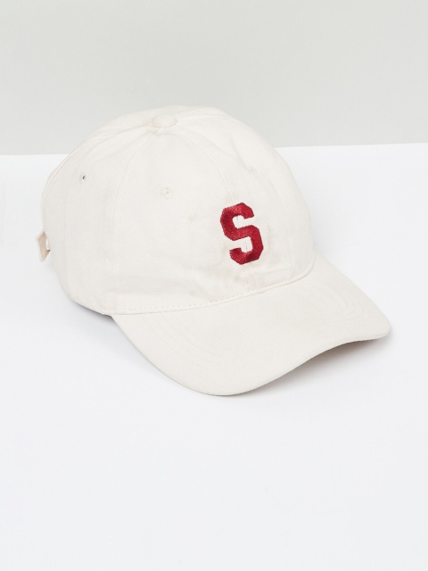

max Boys White & Red Solid Baseball Cap