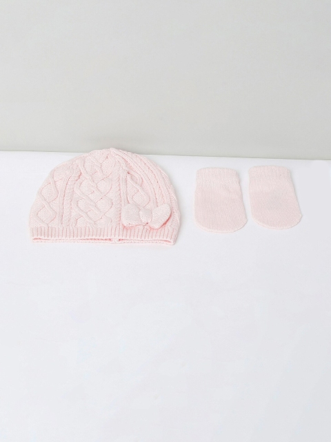 

max Boys Pink Self Design Beanie