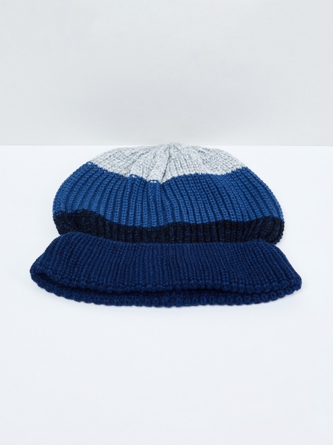 

max Boys Navy Blue & Grey Colourblocked Beanie