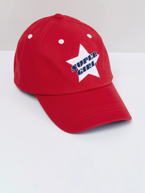 

max Girls Red & White Printed Baseball Cap